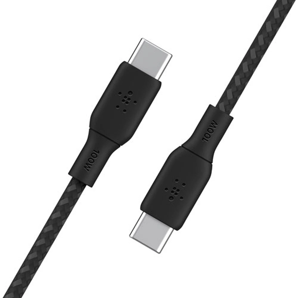 Câble tissé USB-C à USB-C de 2 m (6,6 pi) BoostCharge de Belkin (CAB014bt2MBK) - Noir