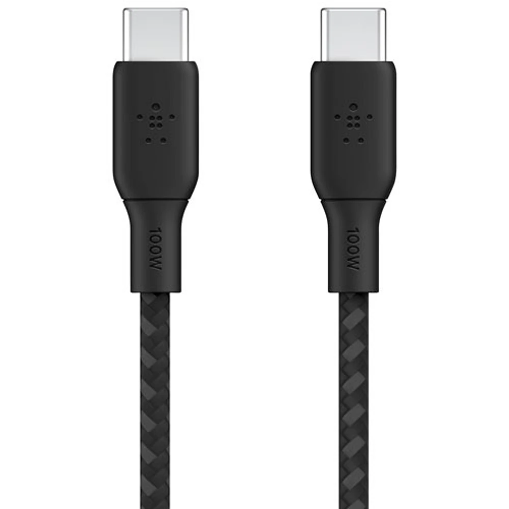 Belkin 3m (10ft) BoostCharge USB-C to USB-C Braided Cable (CAB014bt3MBK) - Black
