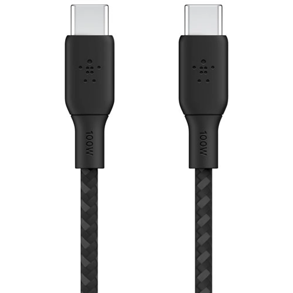 Câble tissé USB-C à USB-C de 3 m (10 pi) BoostCharge de Belkin (CAB014bt3MBK) - Noir