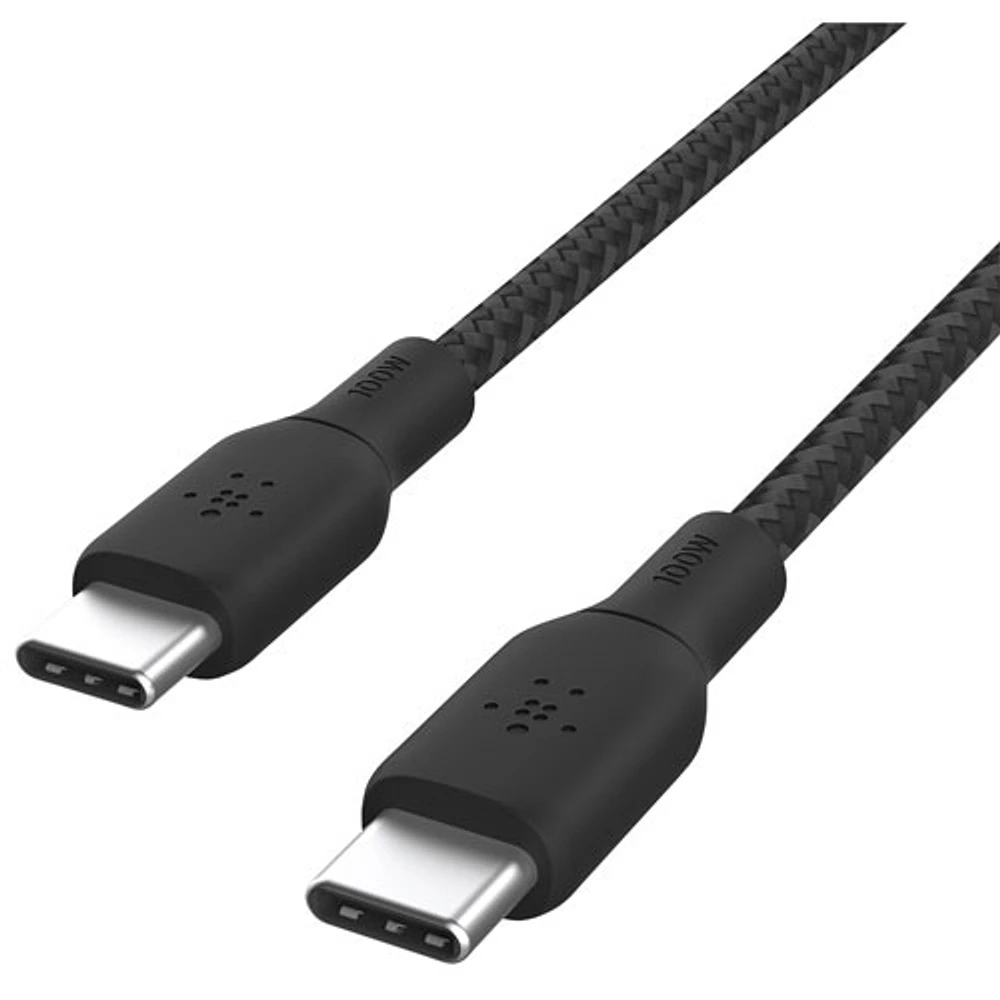 Câble tissé USB-C à USB-C de 3 m (10 pi) BoostCharge de Belkin (CAB014bt3MBK) - Noir