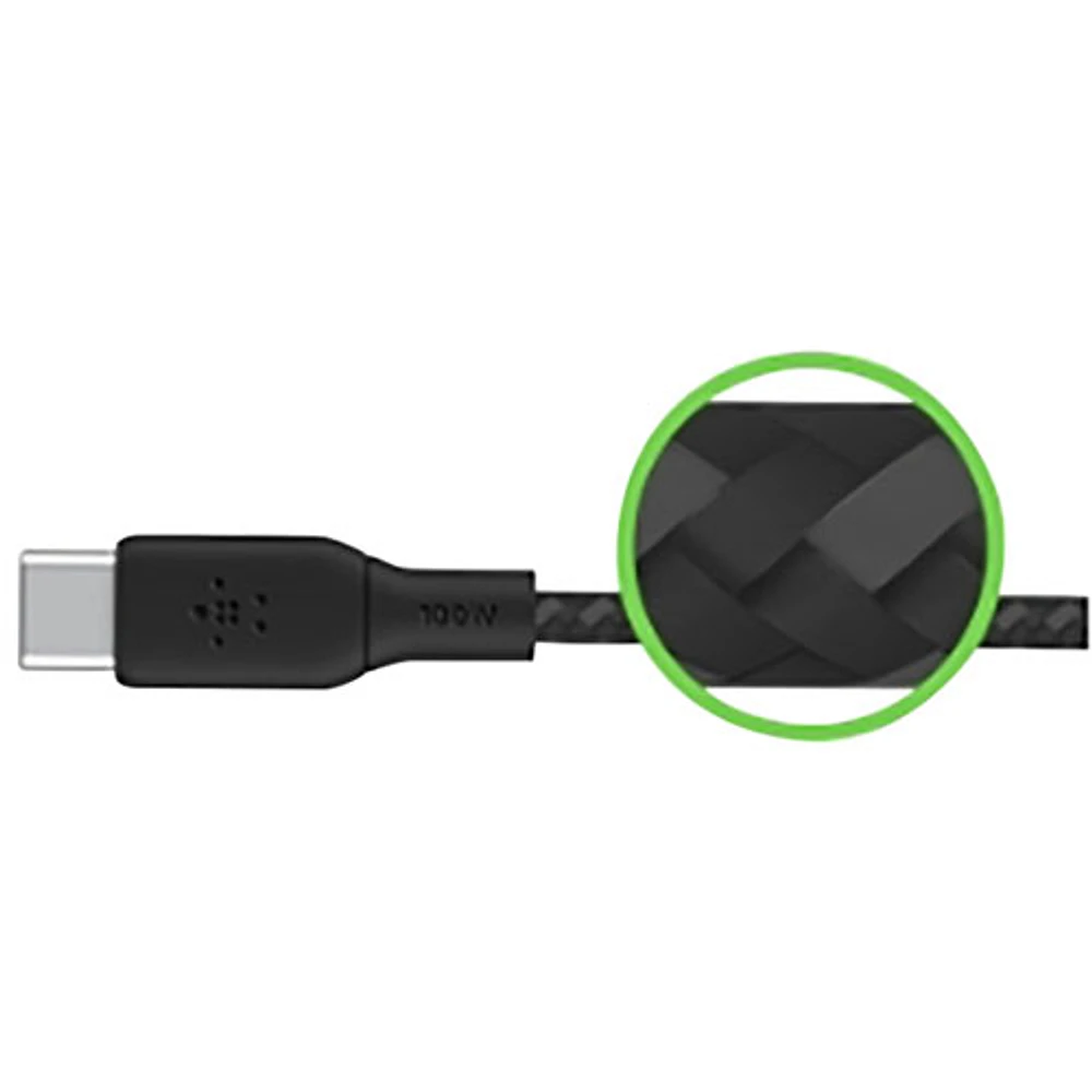 Belkin 3m (10ft) BoostCharge USB-C to USB-C Braided Cable (CAB014bt3MBK) - Black