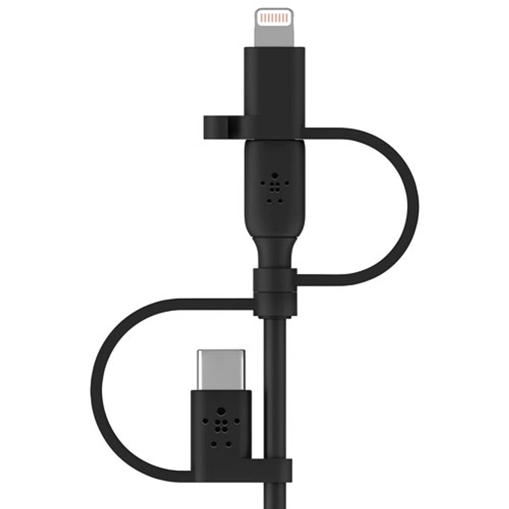 Câble USB-A à micro-USB 3-en-1 de 1 m (3,3 pi) avec adaptateurs USB-C/Lightning de Belkin (CAC001bt1MBK) - Noir