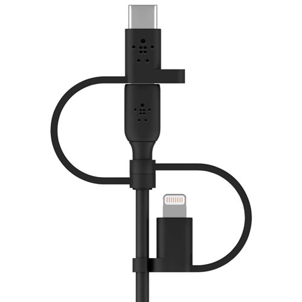 Belkin 3-In-1 1m (3.3ft) USB-A to MicroUSB Cable with USB-C/Lightning Adapters (CAC001bt1MBK) - Black