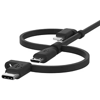 Belkin 3-In-1 1m (3.3ft) USB-A to MicroUSB Cable with USB-C/Lightning Adapters (CAC001bt1MBK) - Black