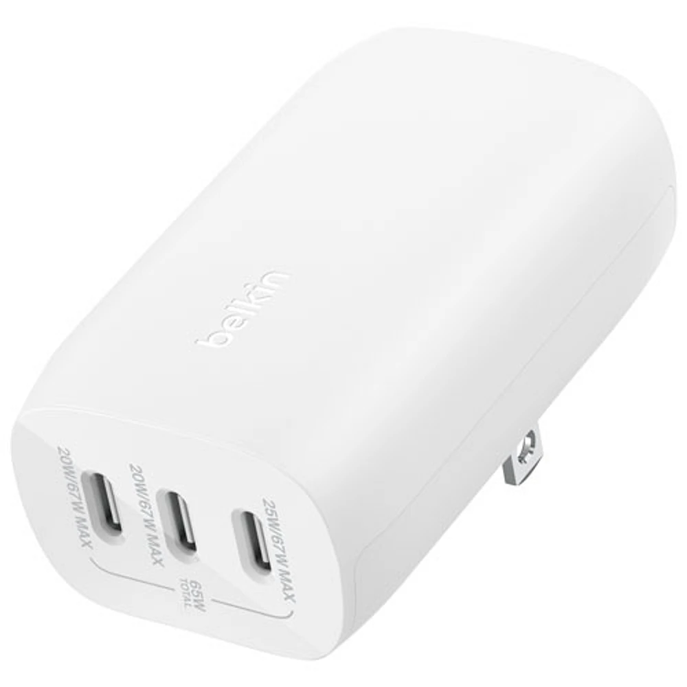 Chargeur mural à 3 ports USB-C BoostCharge Pro de Belkin (WCC002dqWH) - Blanc