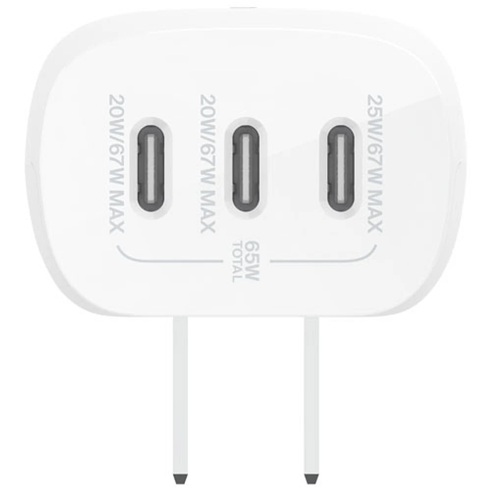 Chargeur mural à 3 ports USB-C BoostCharge Pro de Belkin (WCC002dqWH) - Blanc