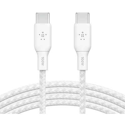 Belkin 3m (10ft) BoostCharge USB-C to USB-C Braided Power Cable (CAB014bt3MWH) - White