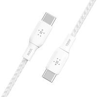 Belkin 3m (10ft) BoostCharge USB-C to USB-C Braided Power Cable (CAB014bt3MWH) - White