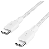 Belkin 3m (10ft) BoostCharge USB-C to USB-C Braided Power Cable (CAB014bt3MWH) - White