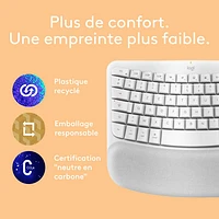 Clavier ergonomique pleine grandeur sans fil Wave Keys de Logitech pour Mac - Blanc cassé