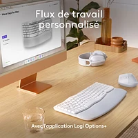 Clavier ergonomique pleine grandeur sans fil Wave Keys de Logitech pour Mac - Blanc cassé