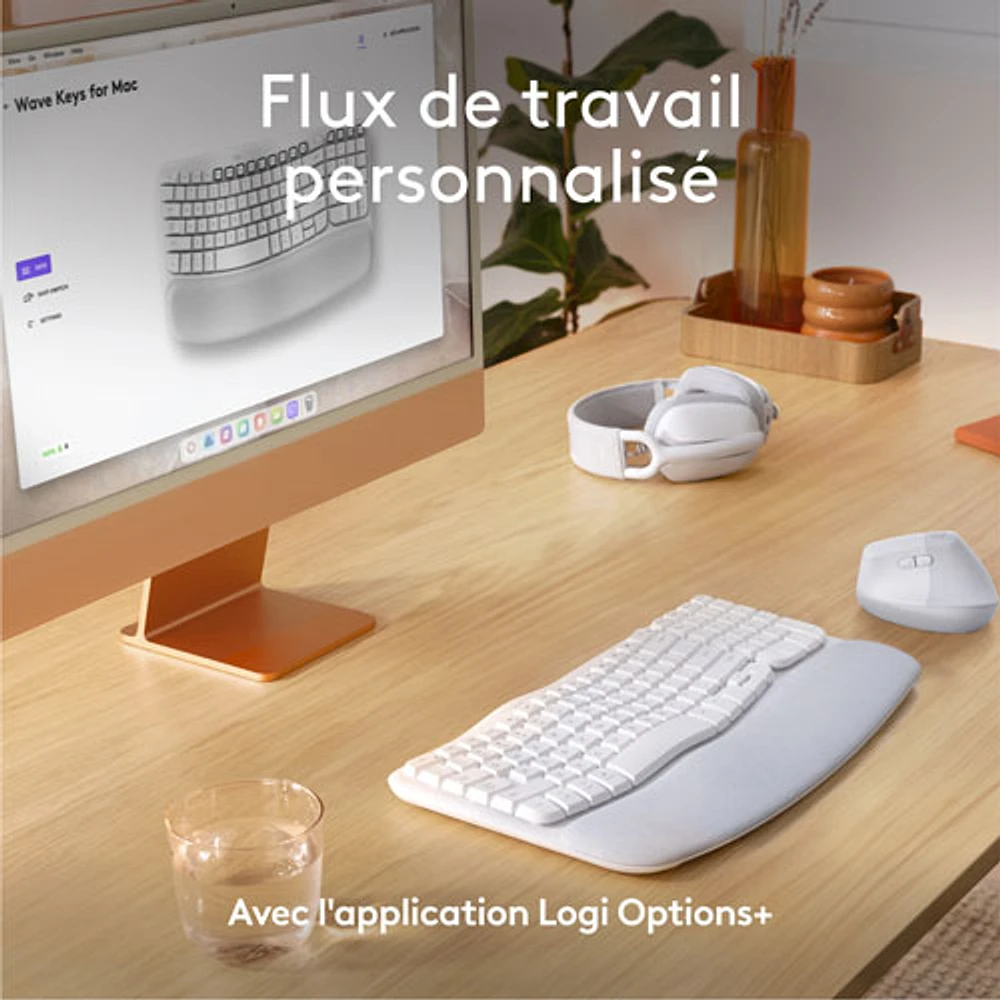 Clavier ergonomique pleine grandeur sans fil Wave Keys de Logitech pour Mac - Blanc cassé