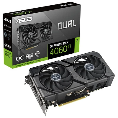 ASUS Dual NVIDIA GeForce RTX 4060 Ti EVO OC 8GB GDDR6 Graphics Card