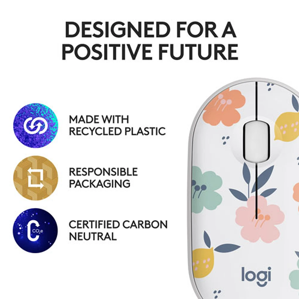 Souris sans fil à suivi optique de 1000 ppp M340 de Logitech - Bouquet de fleurs