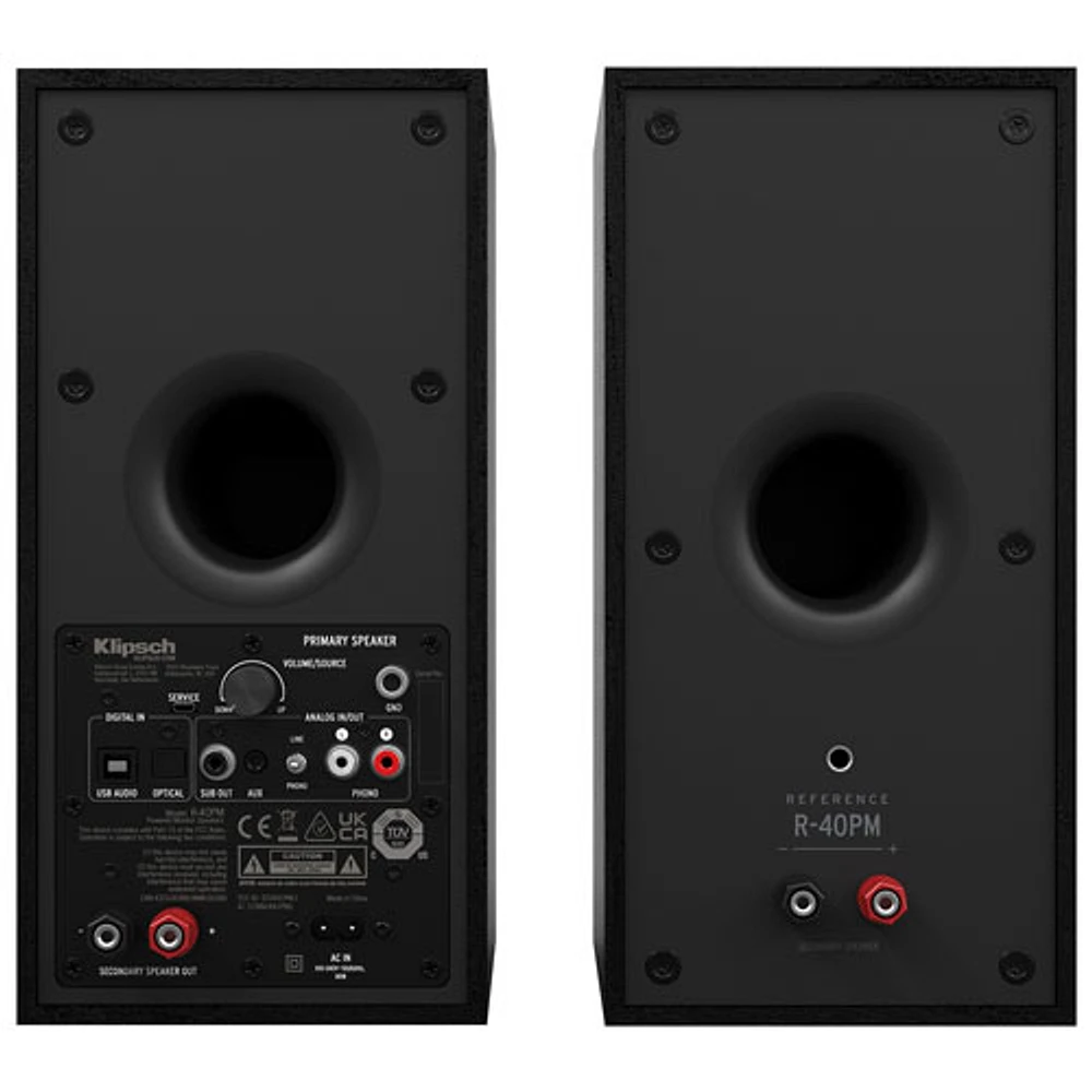 Klipsch R40PM 70-Watts Bookshelf Speaker - Pair - Black