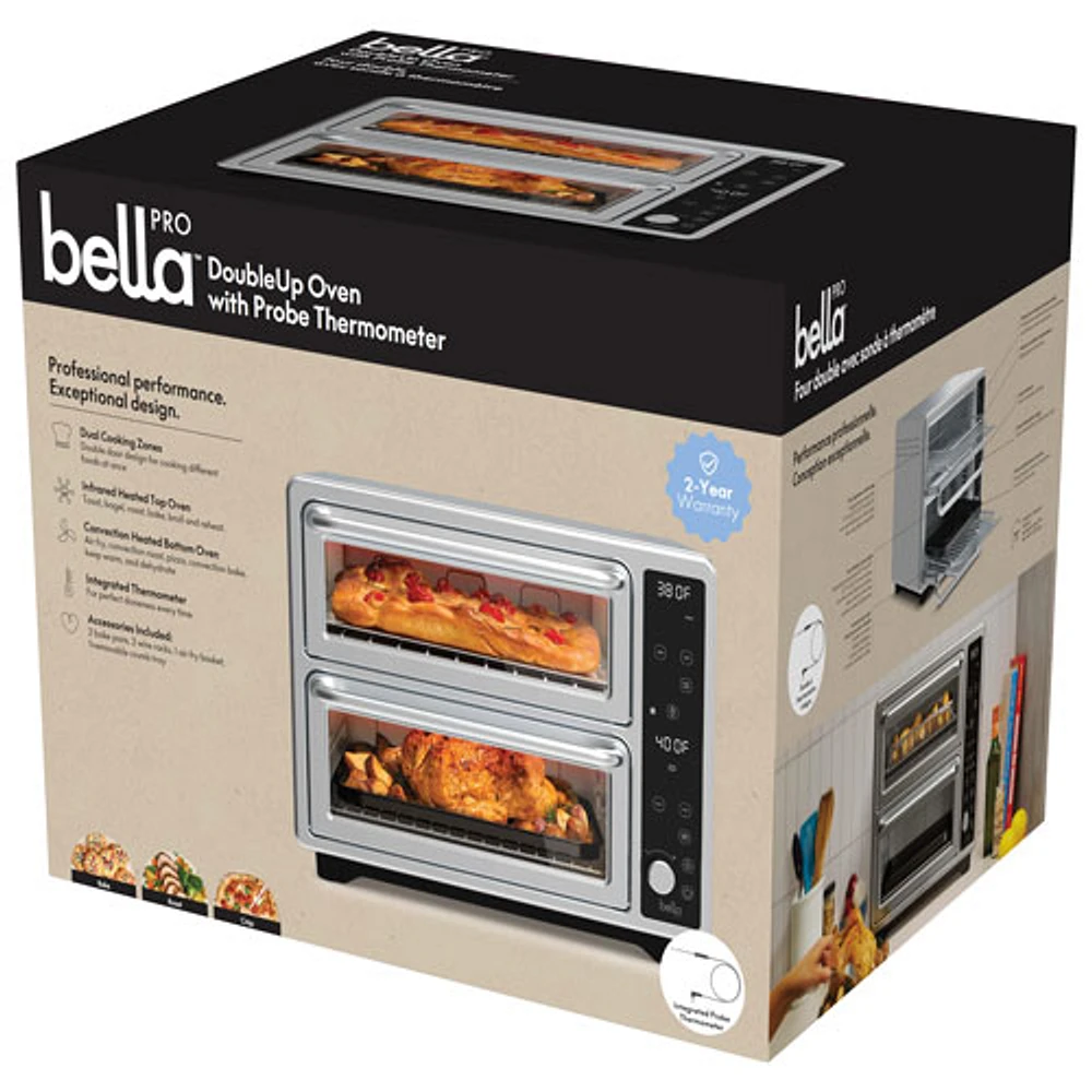 Four double avec convection, friture à air chaud et sonde Pro Duo de Bella - 0,85 pi³/24 l - Acier inoxydable - Exclusivité de Best Buy