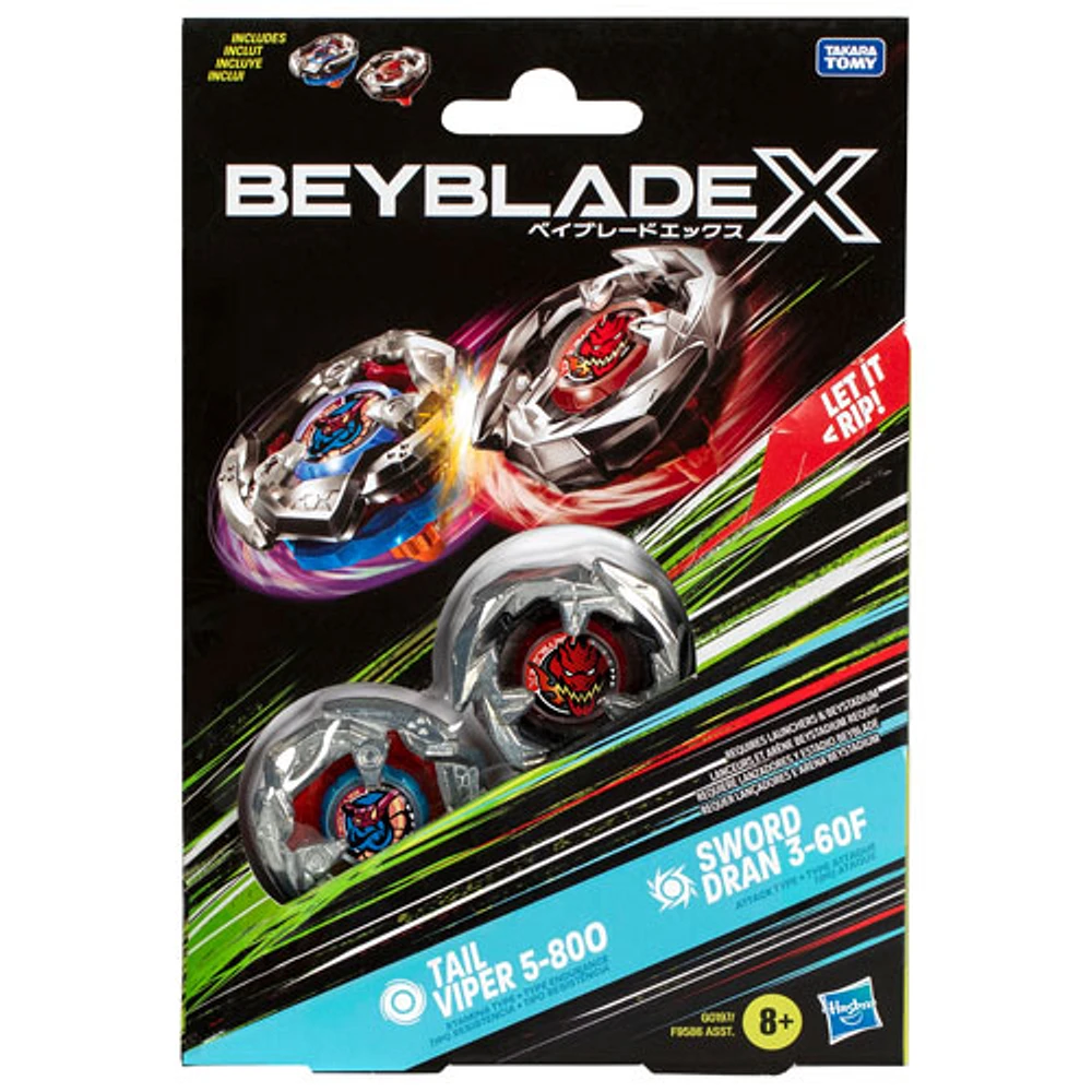 Ensemble de deux toupies Beyblade X Tail Viper 5-80O et Sword Dran 3-60F