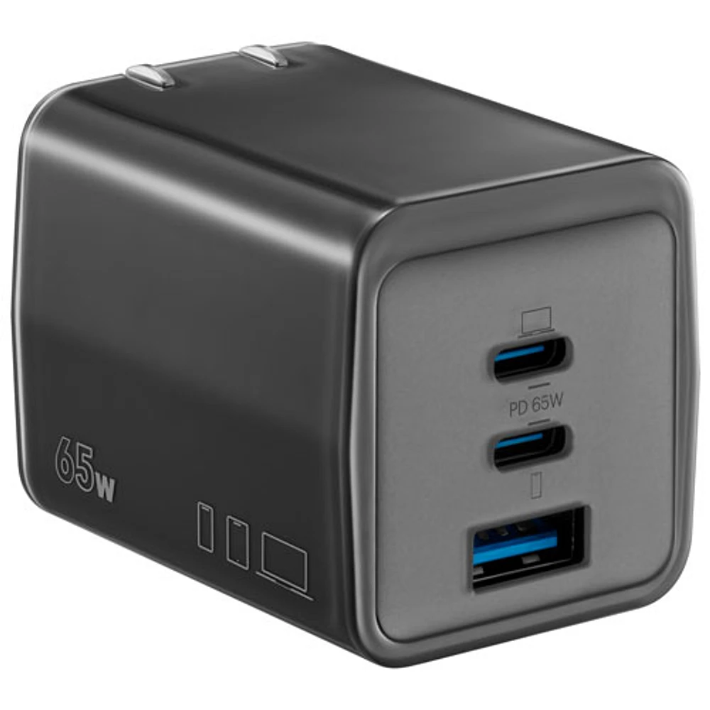 Insignia 65W 3-Port USB-C/USB-A Wall Charger with USB Cable (NS-MW3165C2A1B24-C) - Black - Only at Best Buy