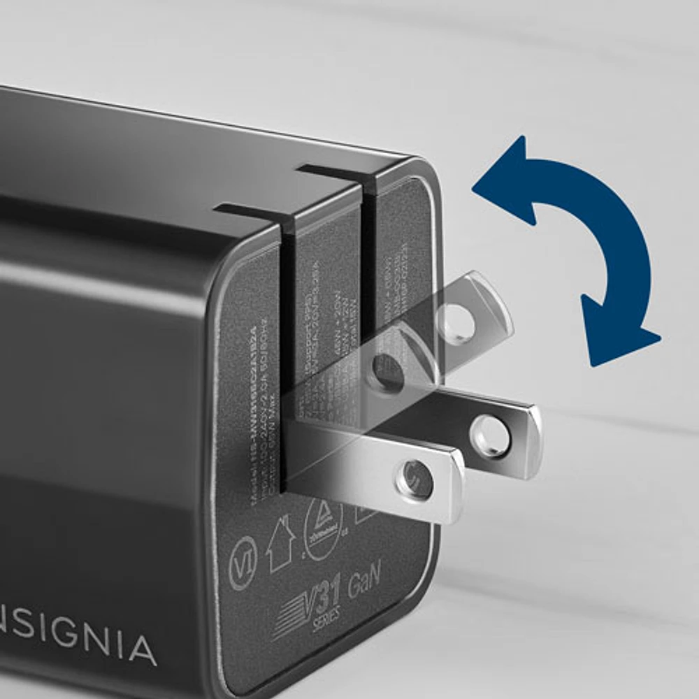 Insignia 65W 3-Port USB-C/USB-A Wall Charger with USB Cable (NS-MW3165C2A1B24-C) - Black - Only at Best Buy