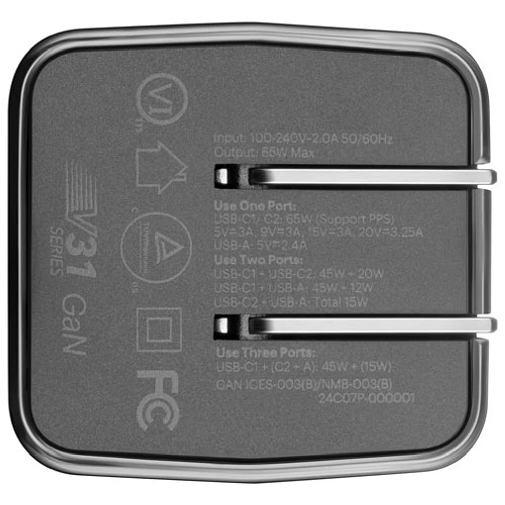 Insignia 65W 3-Port USB-C/USB-A Wall Charger with USB Cable (NS-MW3165C2A1B24-C) - Black - Only at Best Buy