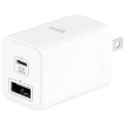 Chargeur mural GaN USB-A/USB-C de 45 W de LOGiiX - Blanc