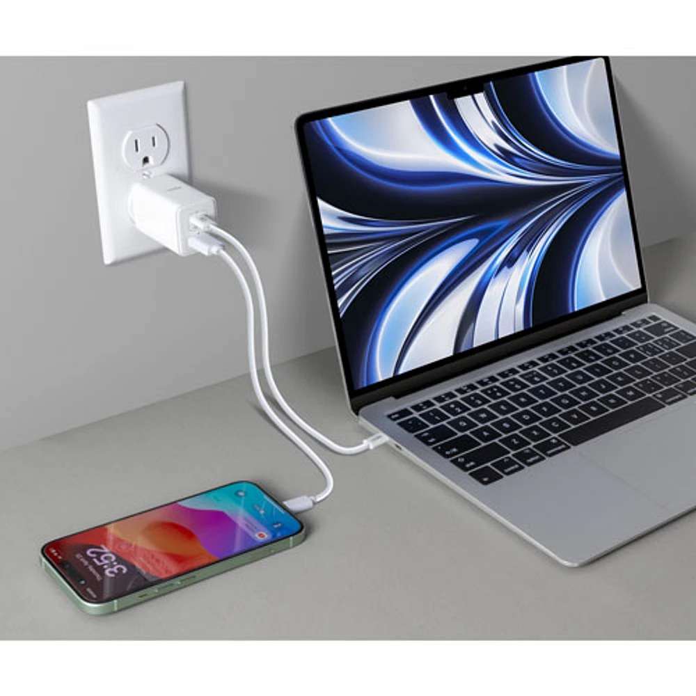 LOGiiX 45W USB-A/USB-C GaN Wall Charger - White