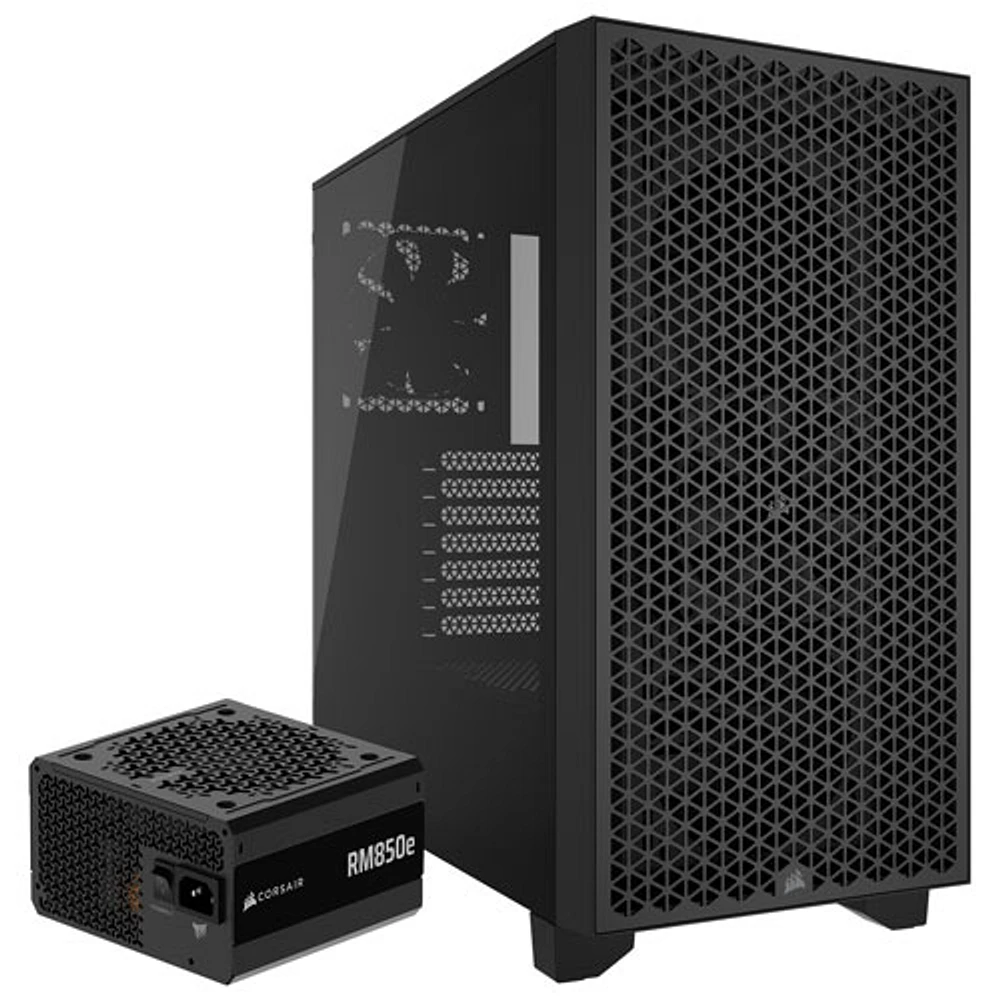 Corsair 3000D Computer Case with RM850e Power Supply & SP120 RGB Fan Kit Bundle - Black