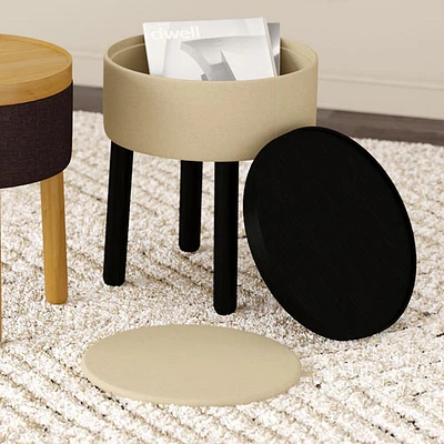 WHI Round Fabric Storage Ottoman