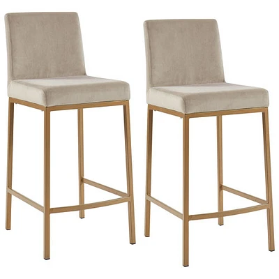 Tabouret de bar contemporain à hauteur de comptoir Diego - Ensemble de 2 - Beige