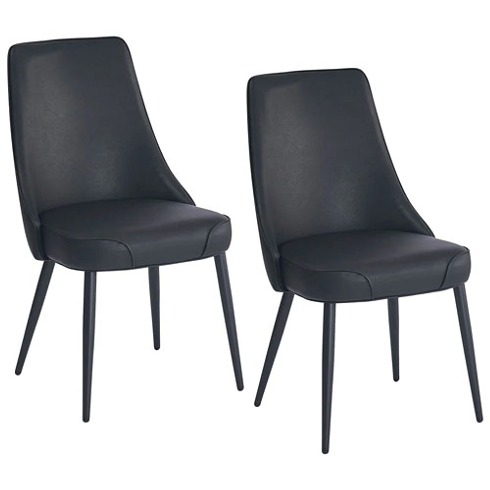 Koda Modern Faux Leather Dining Chair - Set of 2 - Black