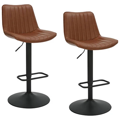Kosi Contemporary Adjustable Height Air-Lift Barstool - Set of 2 - Saddle