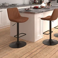 Kosi Contemporary Adjustable Height Air-Lift Barstool - Set of 2 - Saddle