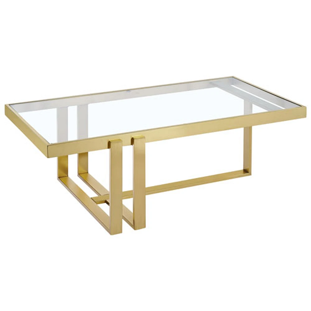 Paxton Contemporary Rectangular Coffee Table - Brushed Gold