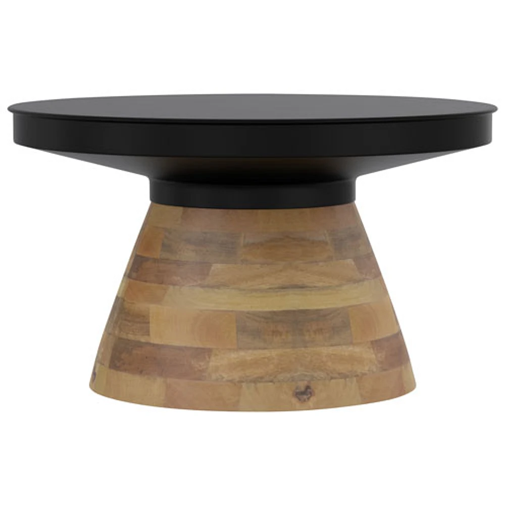 Boden Contemporary Round Coffee Table - Black/Walnut