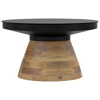 Boden Contemporary Round Coffee Table - Black/Walnut