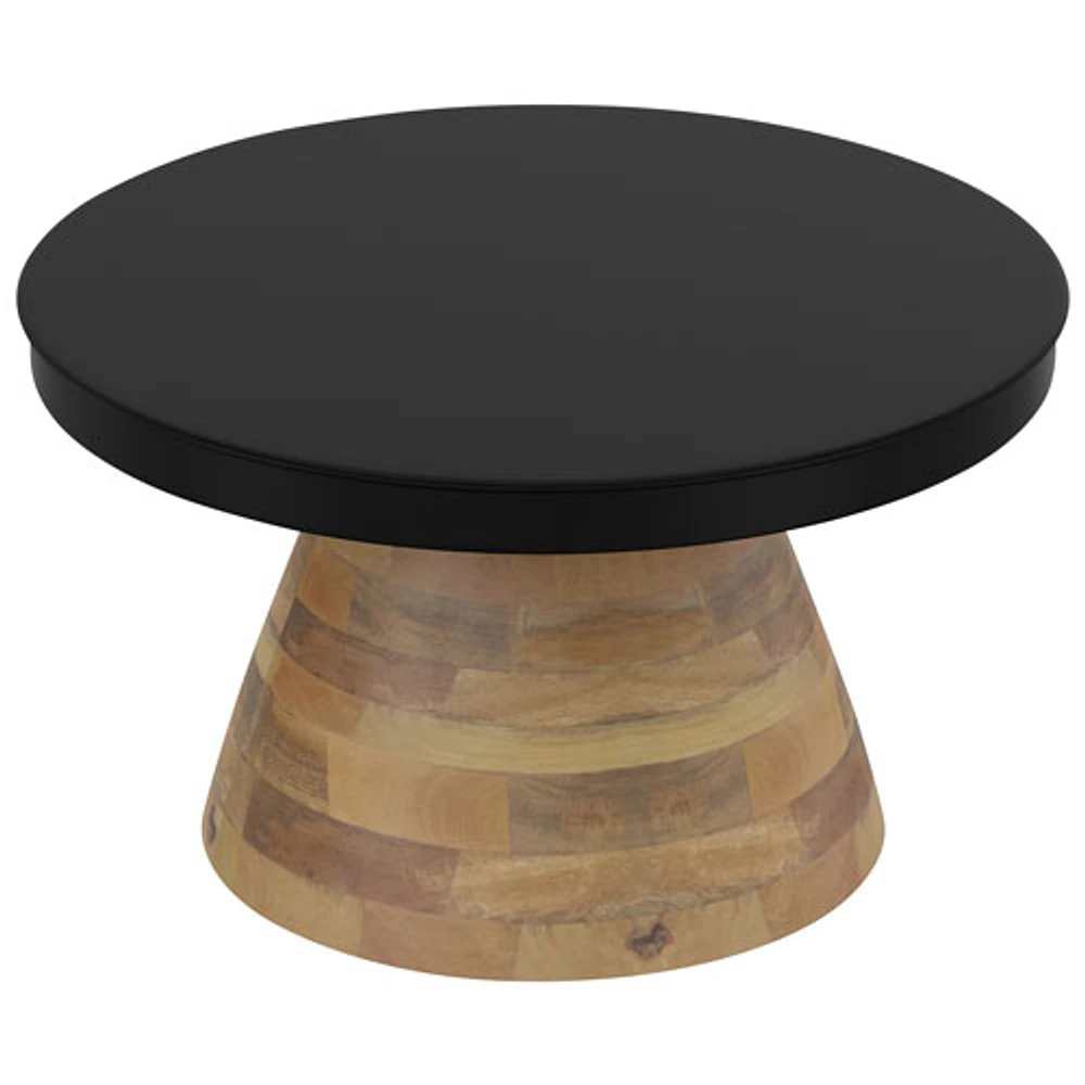 Boden Contemporary Round Coffee Table - Black/Walnut