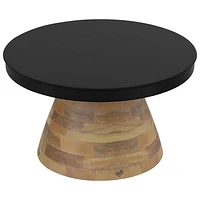 Boden Contemporary Round Coffee Table - Black/Walnut