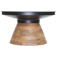 Boden Contemporary Round Coffee Table - Black/Walnut