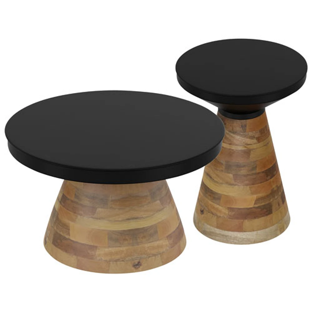 Ensemble de 2 tables rondes contemporaines Boden - Noir/Noyer