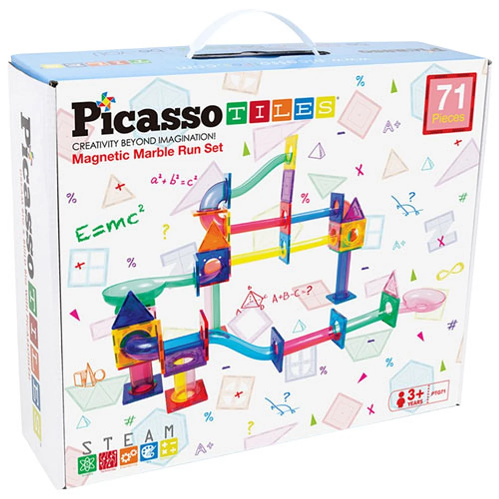 PicassoTiles Magnetic Marble Run Set - 71 Pieces (PTG71)