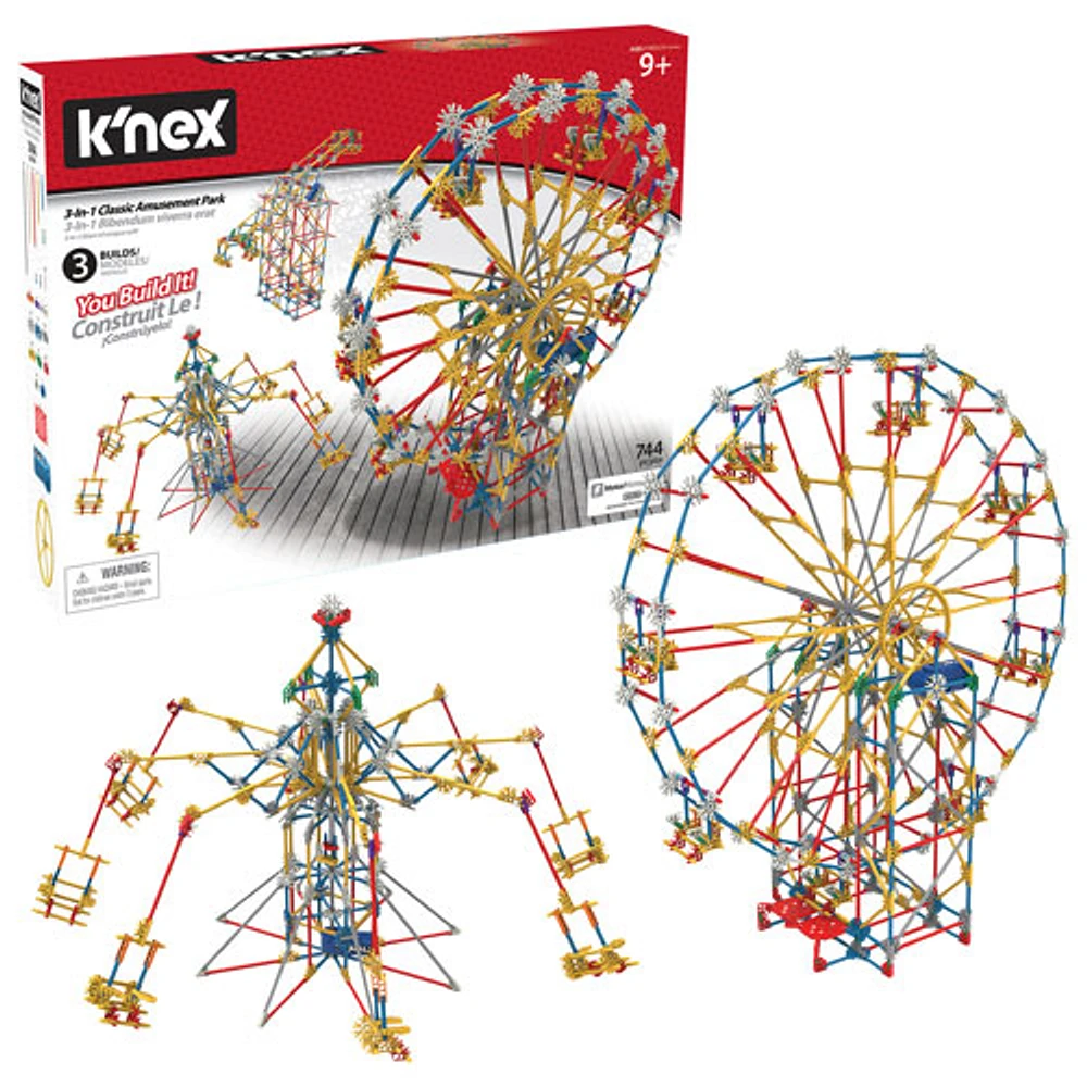 K'NEX 3-in-1 Classic Amusement Park Building Set - 744 Pieces (17035)