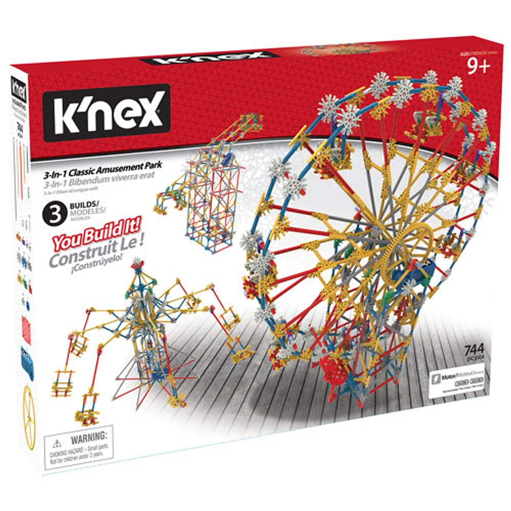 K'NEX 3-in-1 Classic Amusement Park Building Set - 744 Pieces (17035)