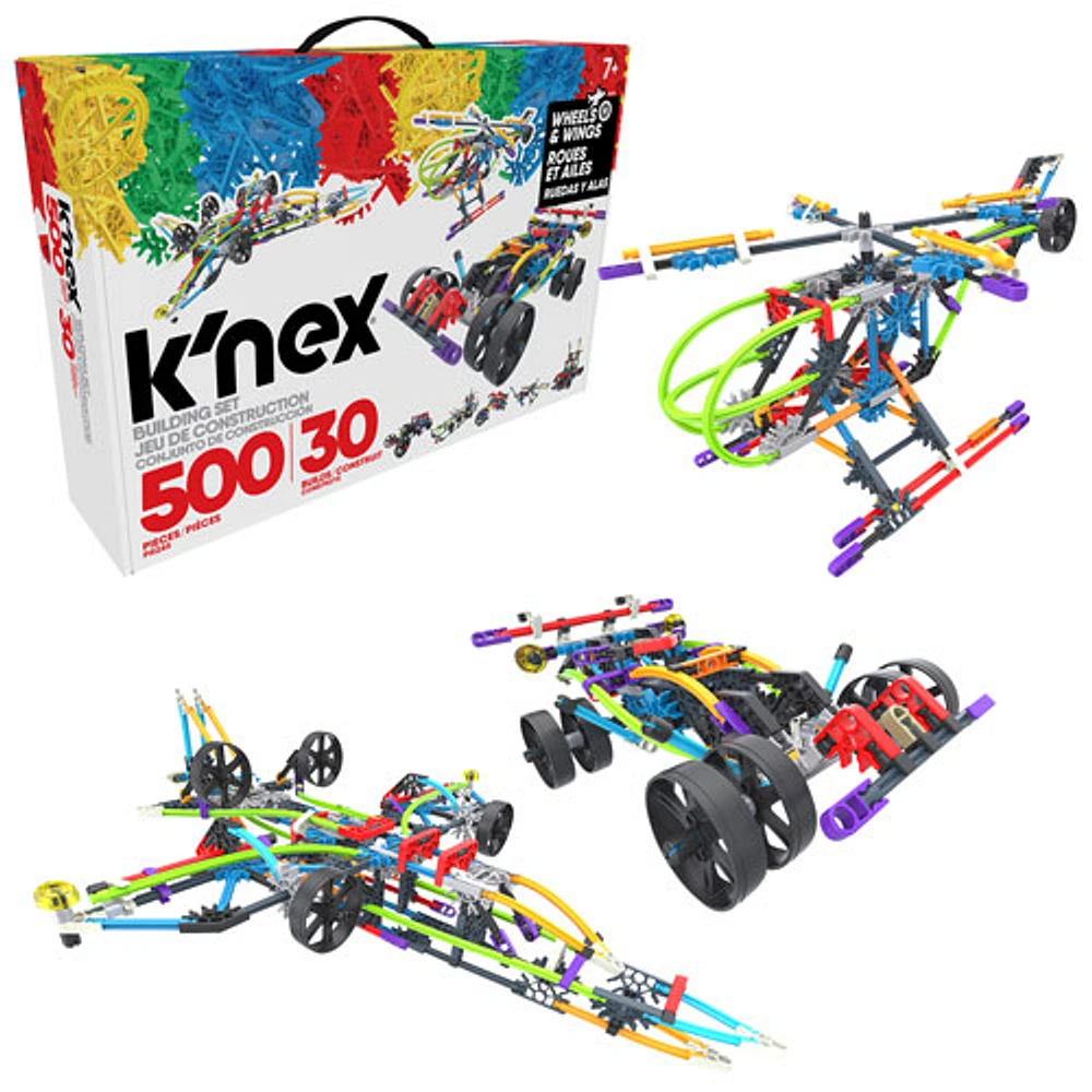 K'NEX Classic Wings & Wheels Model Building Set - 500 Pieces (80208)