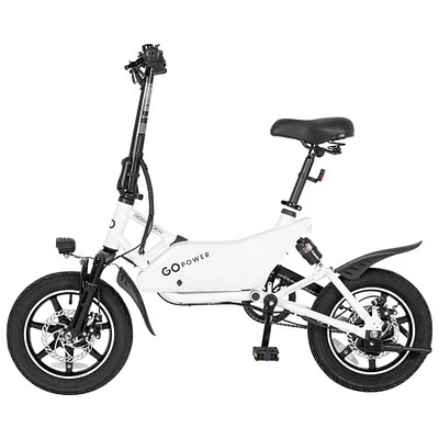 GoPowerBike GoSpyder Compact Foldable Electric City Bike (350W Motor /40km Range /24km/h Top Speed) - White