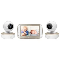 Motorola 5" Video Baby Monitor with Remote Pan, Night Vision and Zoom/Pan/Tilt (VM50G-2) - Double Camera - White/Gold