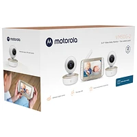 Motorola 5" Video Baby Monitor with Remote Pan, Night Vision and Zoom/Pan/Tilt (VM50G-2) - Double Camera - White/Gold