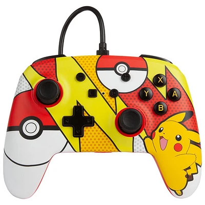 Manette avec fil améliorée de PowerA pour Switch - Pikachu