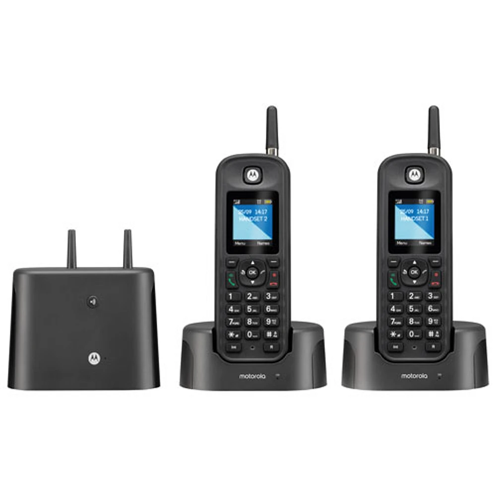 Téléphone d'extérieur sans fil à 2 combinés DECT 6.0 O21 de Motorola - Noir