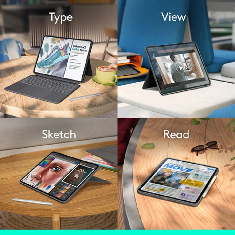 Étui-clavier Combo Touch de Logitech avec pavé pour iPad Pro 13 po (7e gén.) - Graphite - Anglais