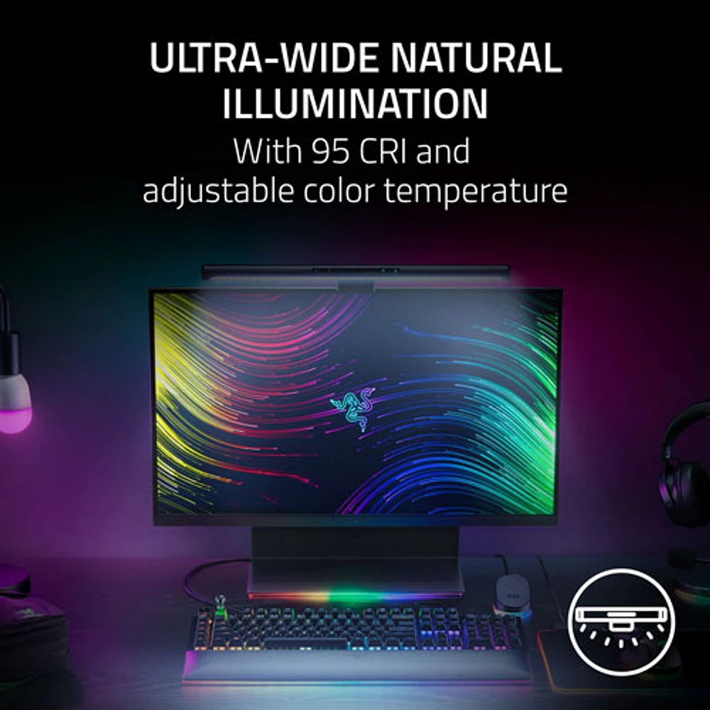 Razer Aether Ultra-Wide Natural Illumination 95 CRI Monitor Light Bar - Black